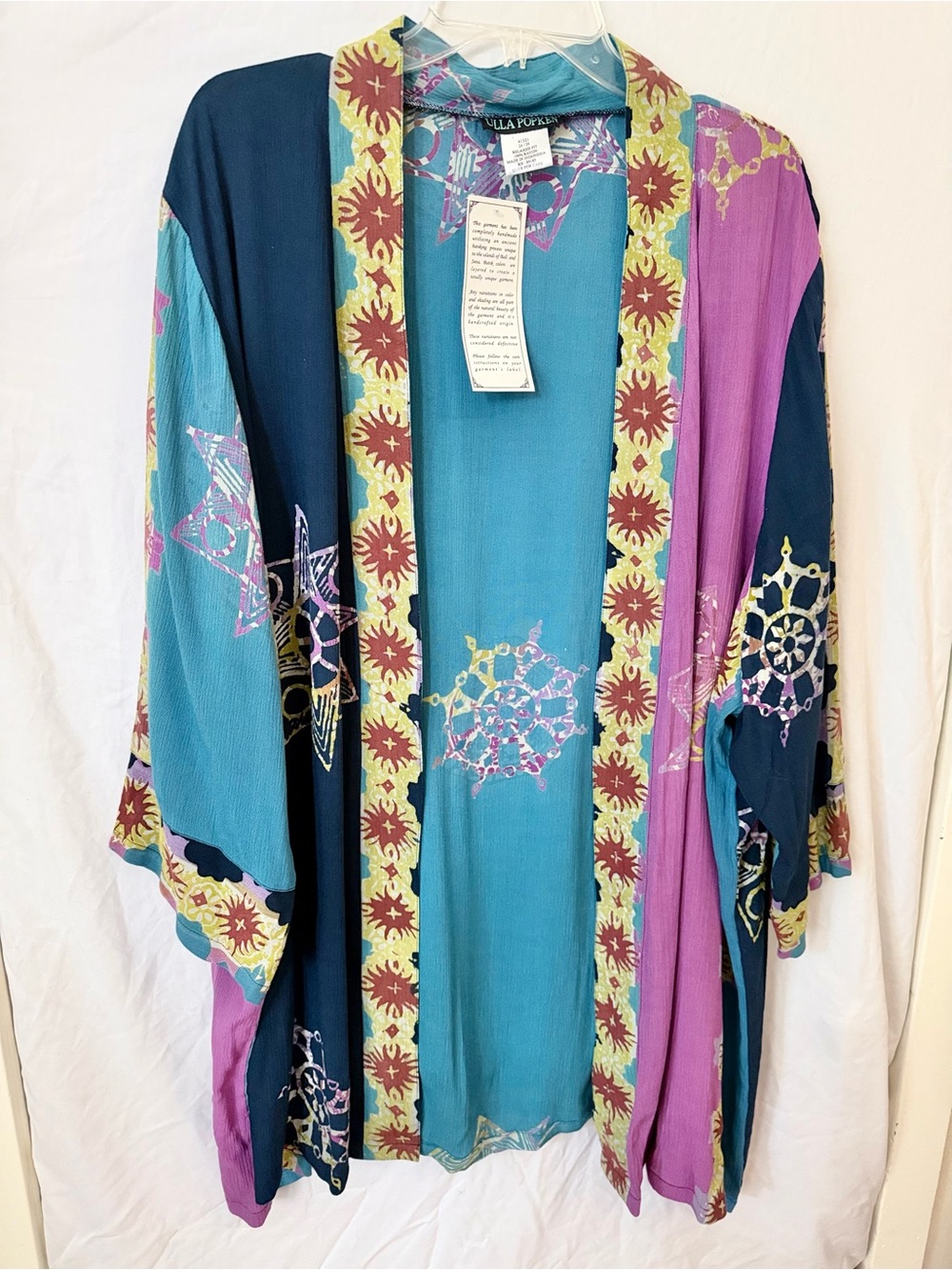 Ulla Popken Batik Kimono Duster Rayon Cardigan